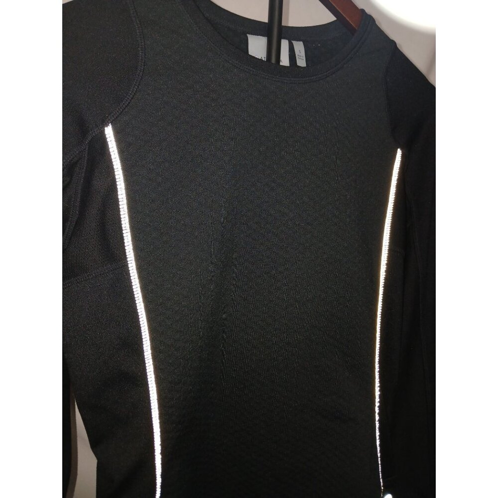Athleta Reflective Heatzone Running Shirt Black Small Long Sleeve Zipper Pocket - Picture 2 of 10